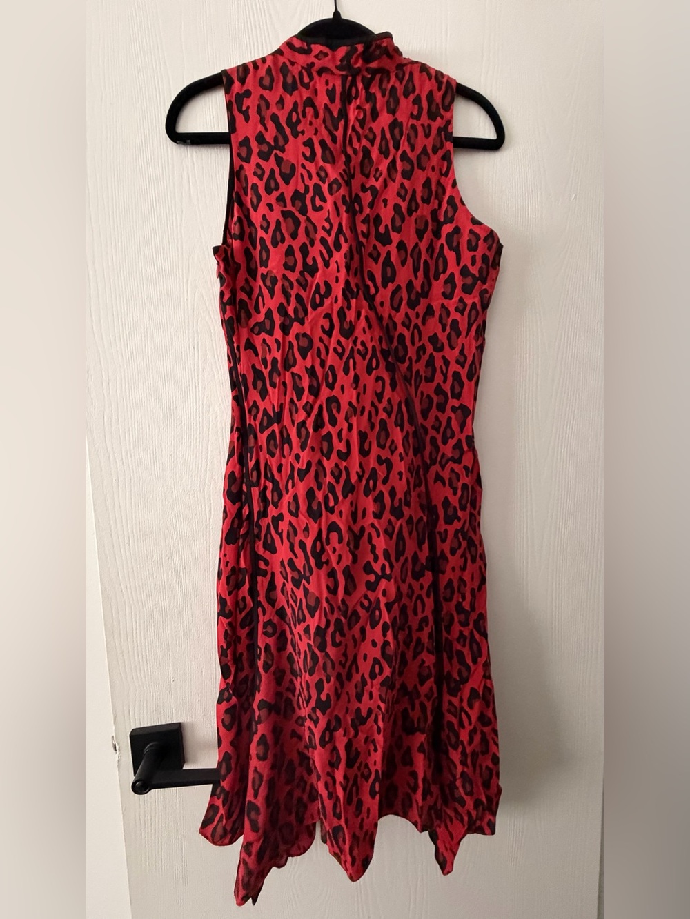 Diane Von Furstenberg Red and Black Leopard Print Asymmetrical Dress - Picture 3 of 4